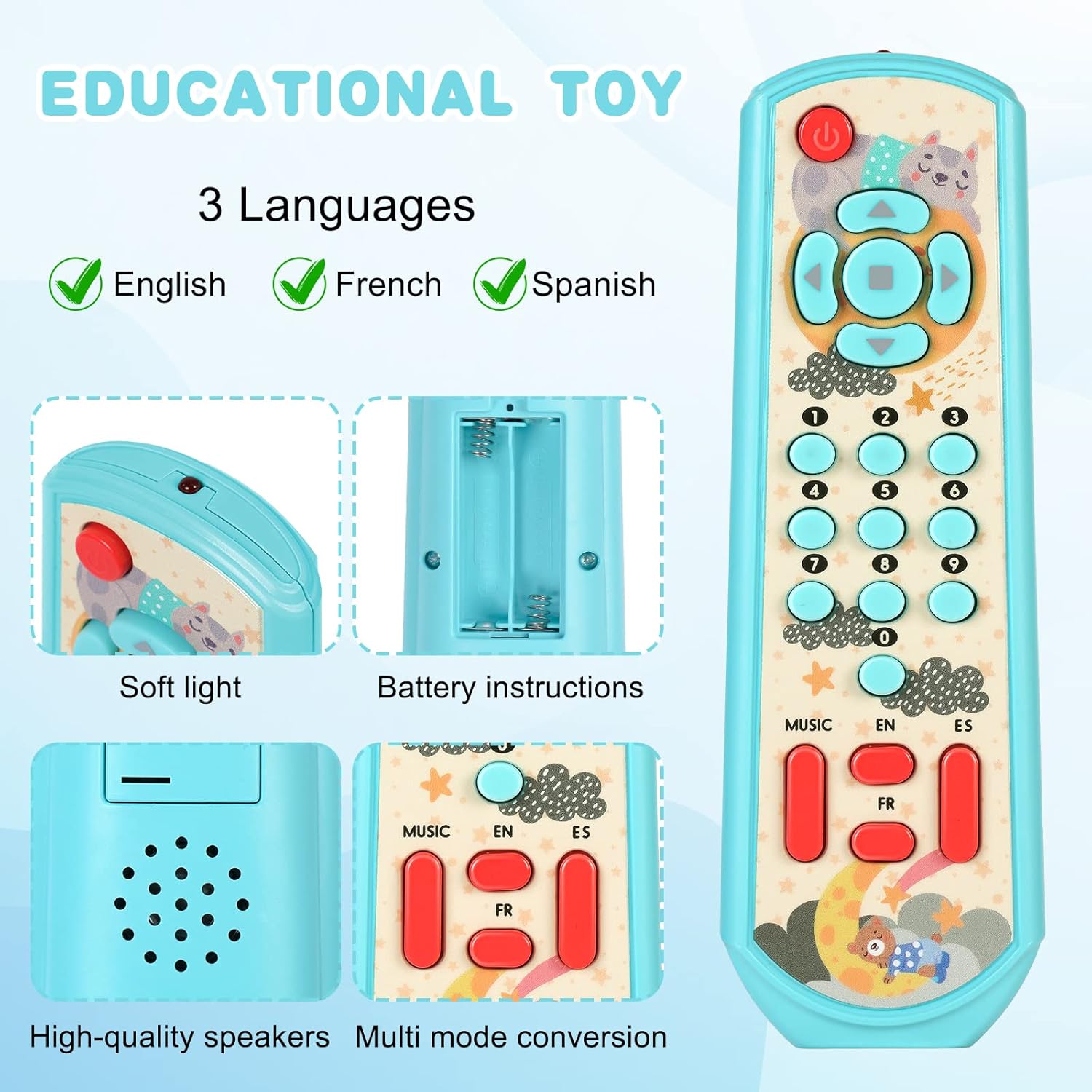 Detalle de Aolso Toy Remote Control: Educational Baby TV Style Toy for 6–18 Months to 3 Years