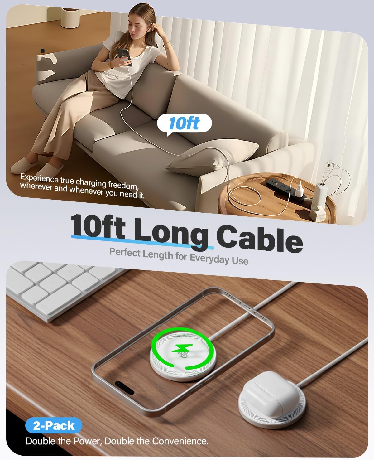 Detalle de Magnetic wireless charger 2-pack