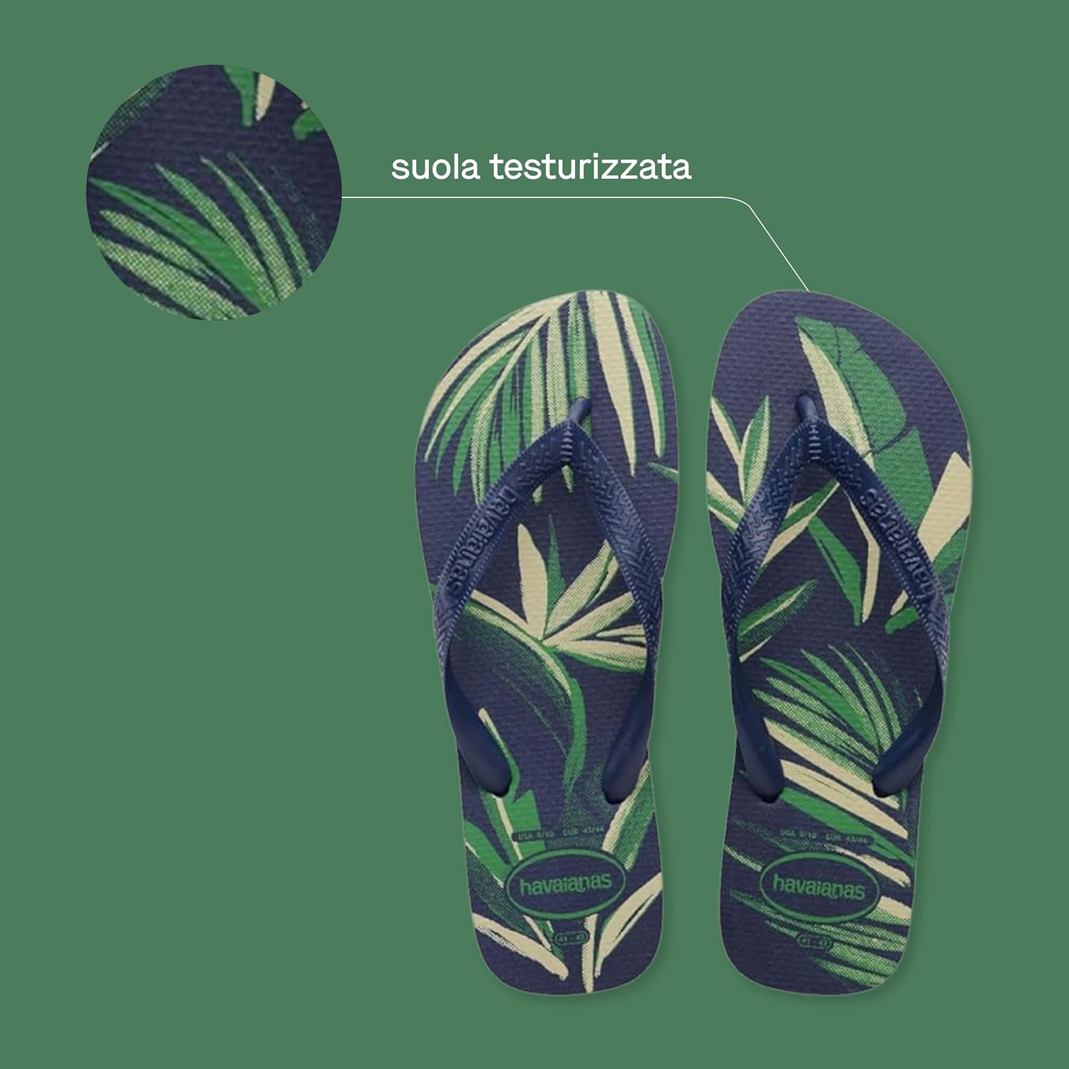 Detalle de Havaianas Aloha infradito da uomo comode con suola antiscivolo e stampa tropicale