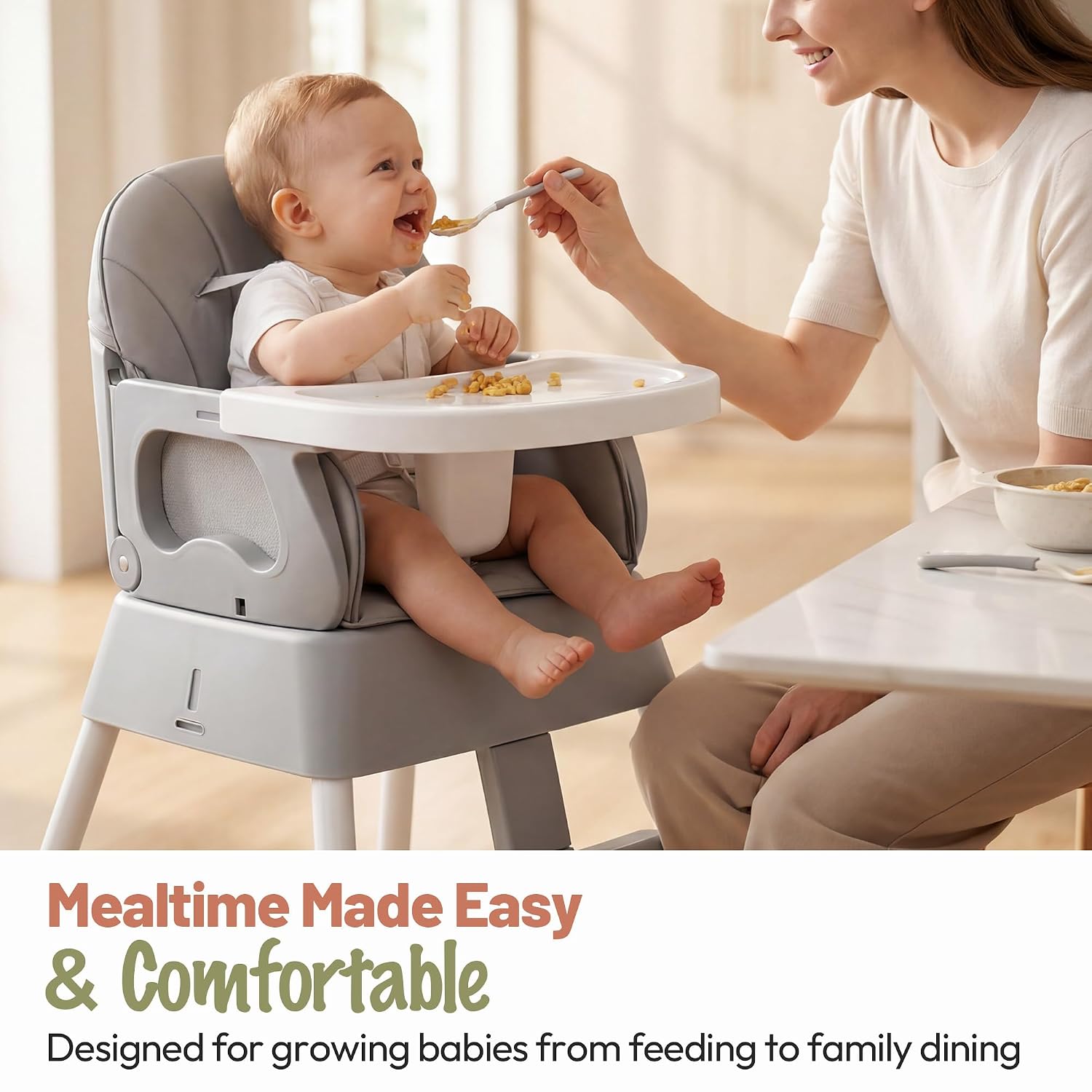Thumbnail 6 de BABHAMNESS 5-in-1 Foldable Baby High Chair with Booster Seat and 5-Point Harness