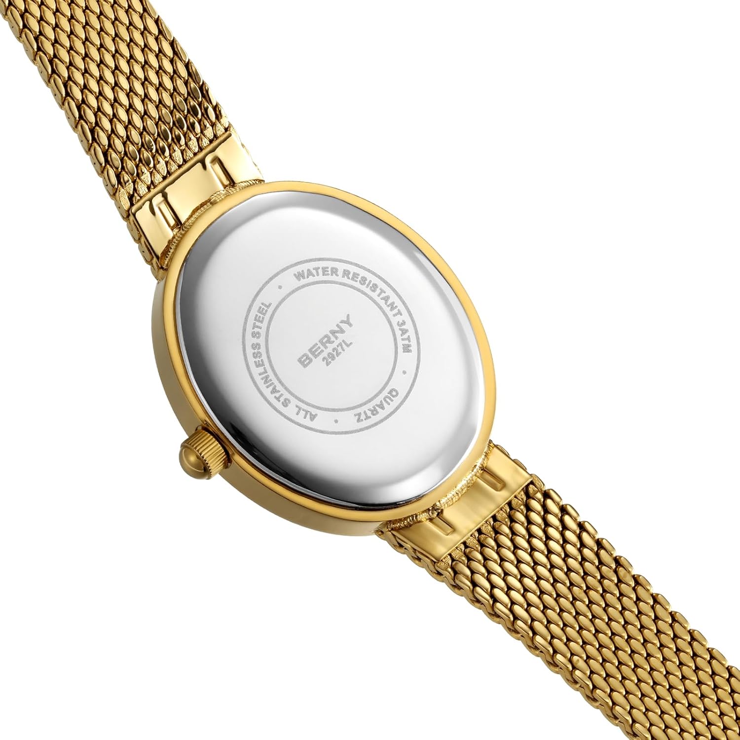 Thumbnail 2 de BERNY Damen Gold ovale Armbanduhr mit Quarzwerk, 3ATM wasserdicht – leicht & elegant