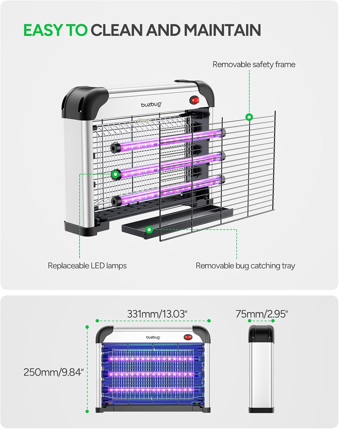 Thumbnail 4 de Buzbug LED Bug Zapper Indoor: Dual-Band Attraction with Long-Lasting LEDs