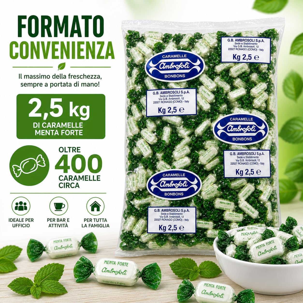 Thumbnail 3 de Ambrosoli Caramelle Menta Forte – Caramelle alla Menta Forte, Senza Glutine, Busta da 2,5 kg