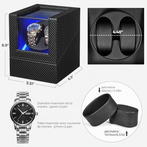 Thumbnail 6 de BEWISHOME Remontoir Montre Automatique Double Remontoir avec Éclairage LED