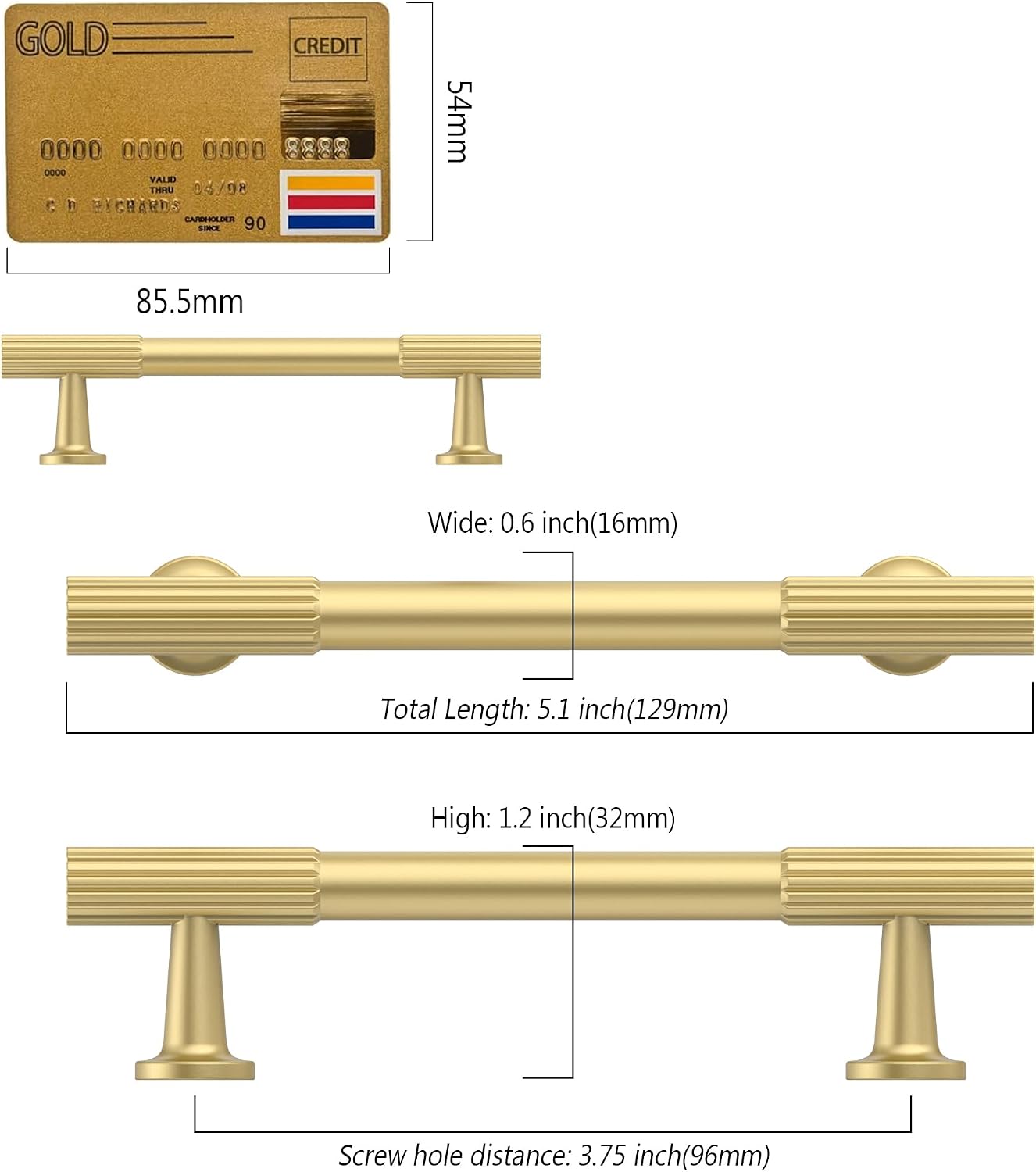 Thumbnail 4 de Amerdeco AM020 96mm Brushed Gold Cabinet Pulls