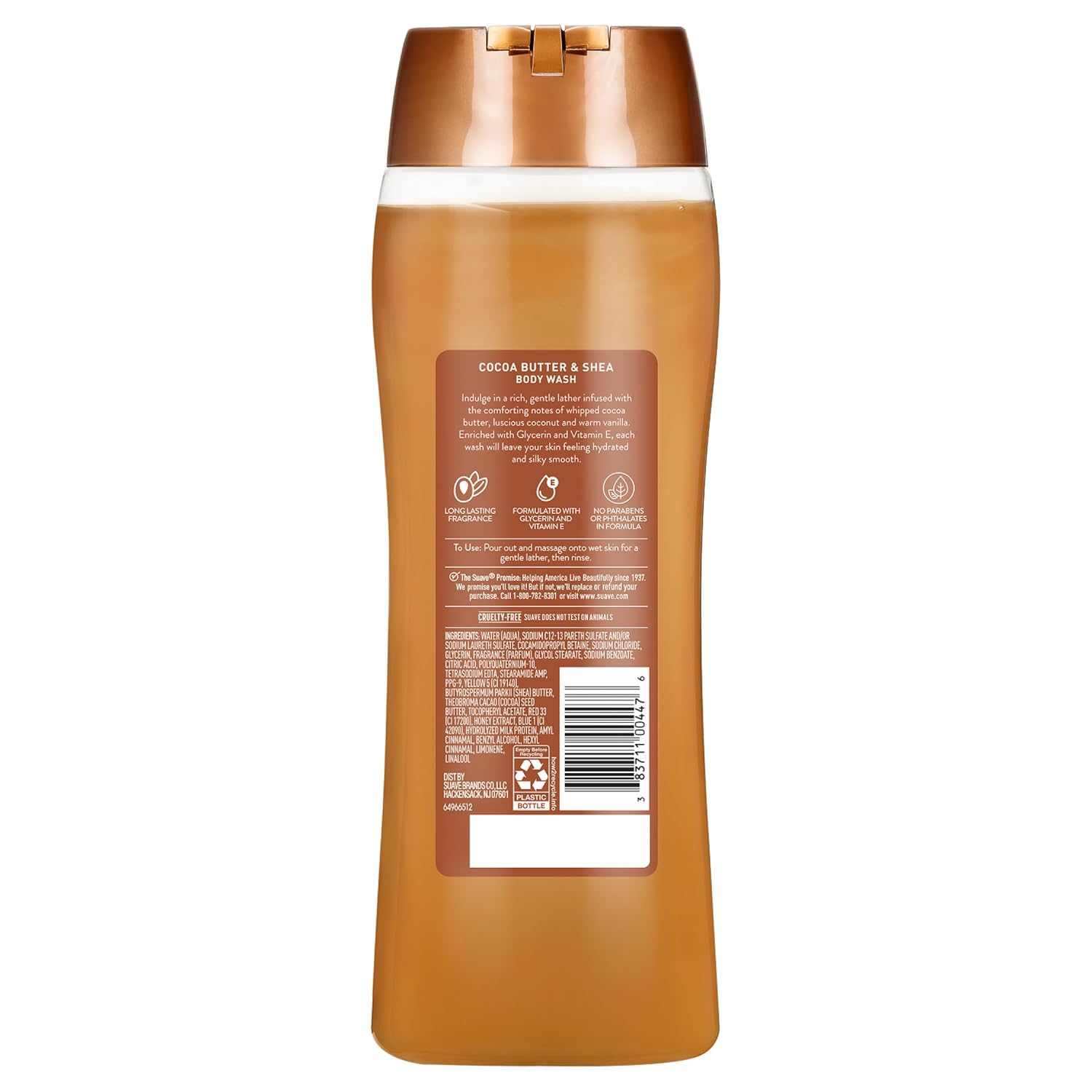 Detalle de Suave Moisturizing Body Wash, Cocoa Butter & Shea, Vitamin E, 18 oz, 6-Pack