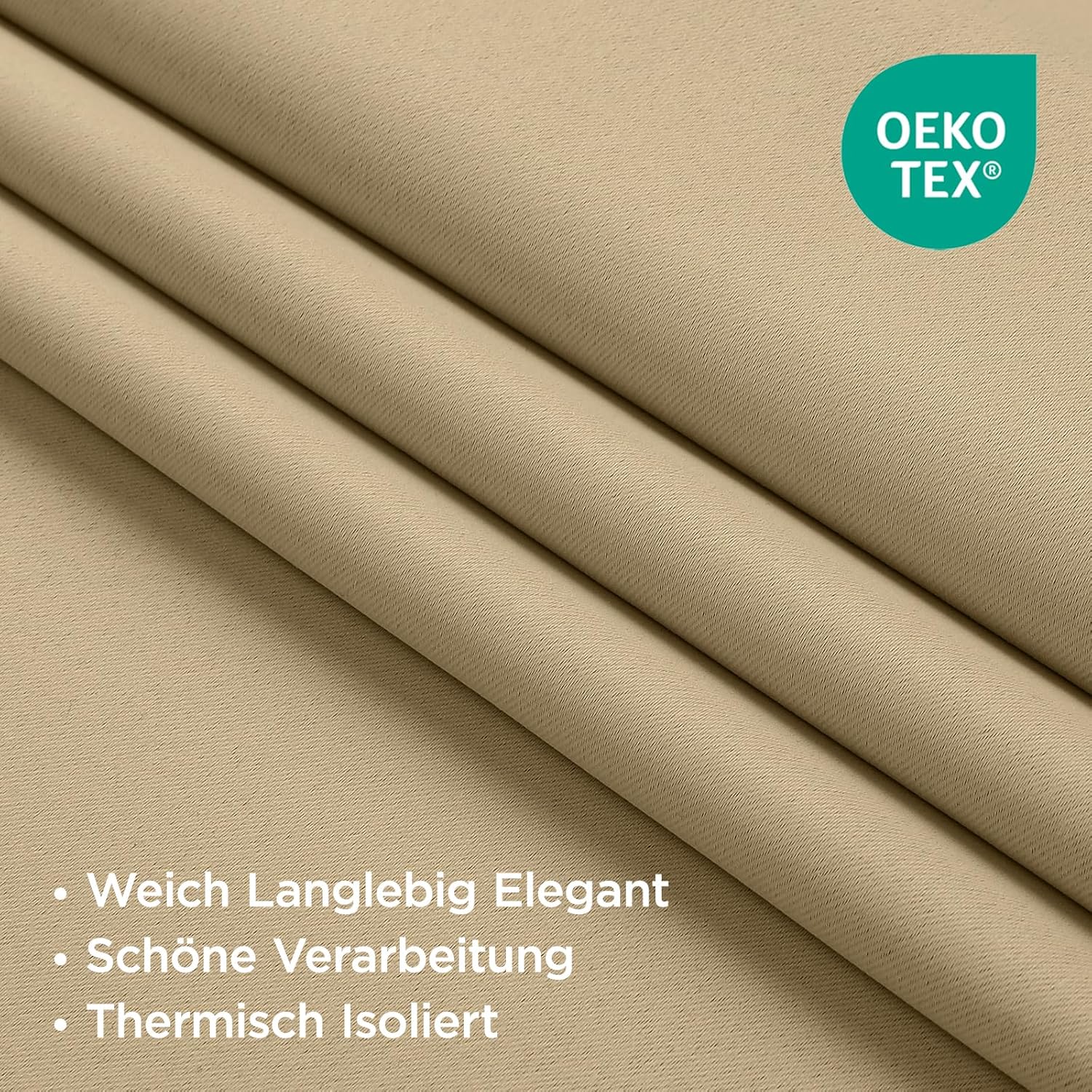 Thumbnail 1 de Joydeco Verdunkelungsvorhänge mit verdeckten Schlaufen (2er-Set), H 200 x B 140, dunkelbeige