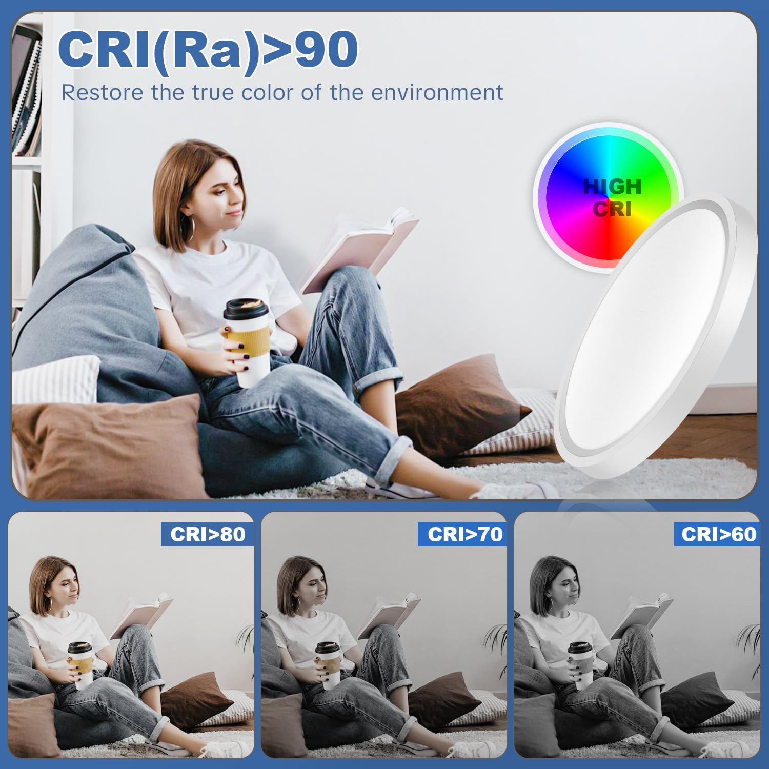 Thumbnail 5 de Aulaiyi LED-Deckenleuchte mit Bewegungsmelder (Radar), 30 cm, 4000K neutralweiß