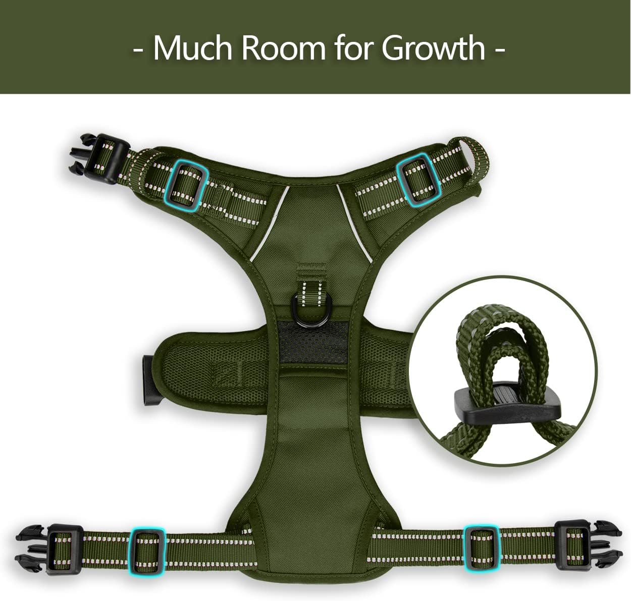 Thumbnail 6 de PoyPet No Pull Dog Harness (Size S, Army Green) — Reflective, Soft Padded Vest with Easy Control Handle