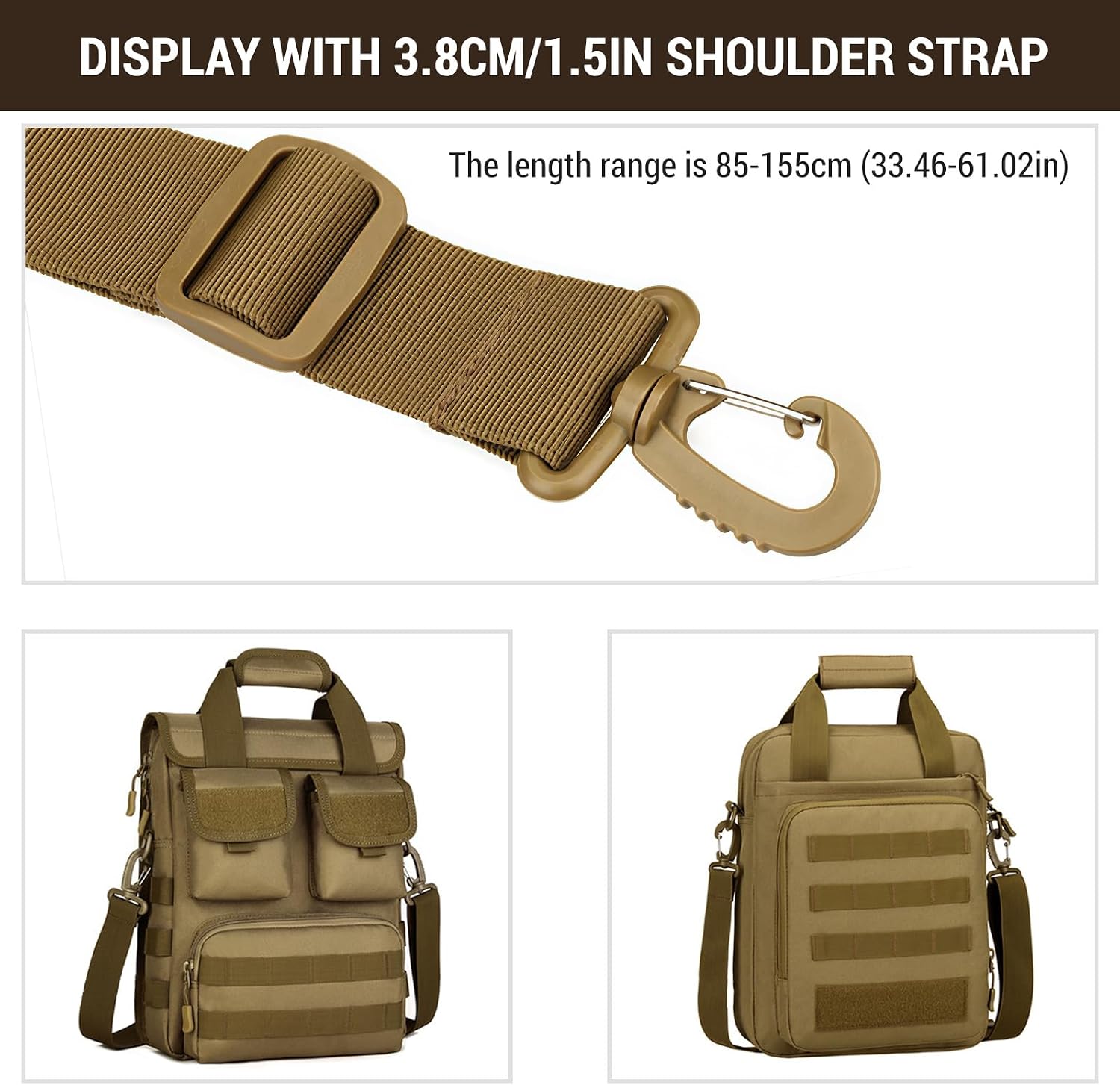 Thumbnail 3 de Schultergurt mit Karabiner – Verstellbarer Taschenriemen 155 cm, 3.8 cm Breite (Grün)