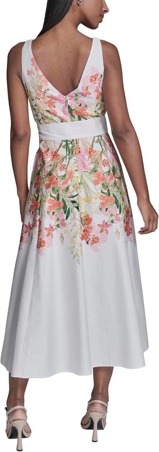 Detalle de Karl Lagerfeld Women's Cotton Sateen Midi Dress