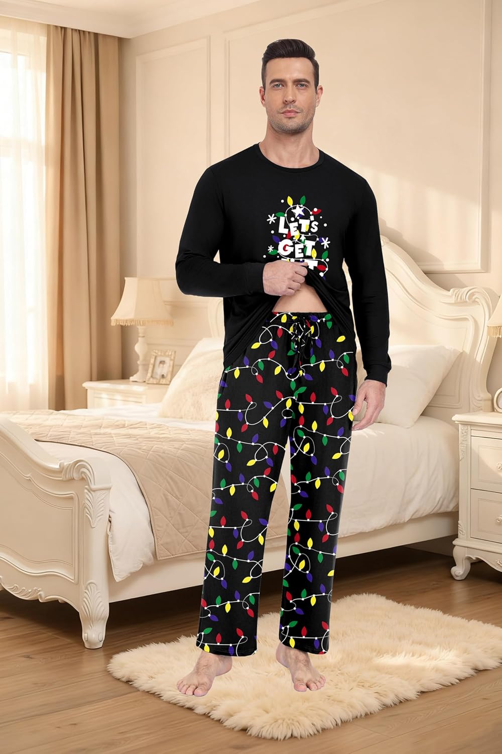 Detalle 2 de Men's Christmas Pajama Set, S–2XL