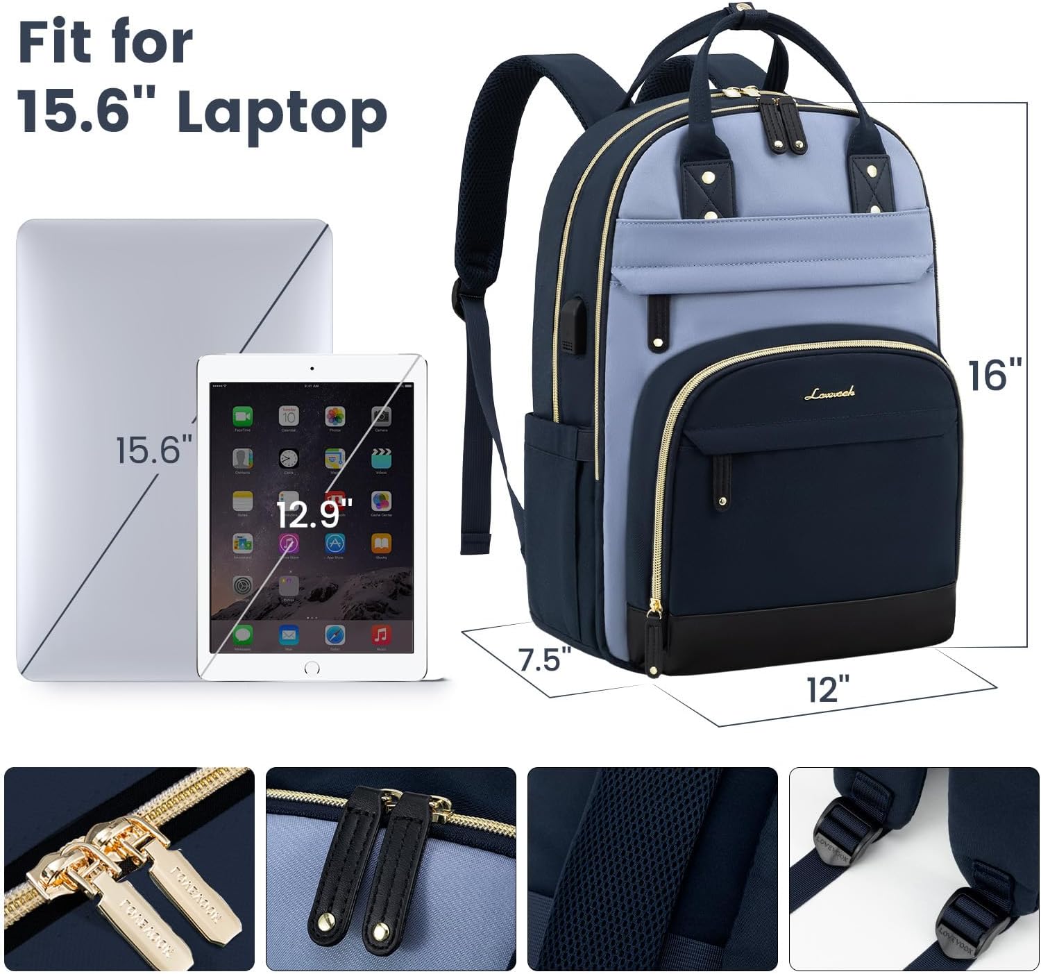 Thumbnail 3 de LOVEVOOK Women’s Backpack with 15.6 Inch Laptop Compartment