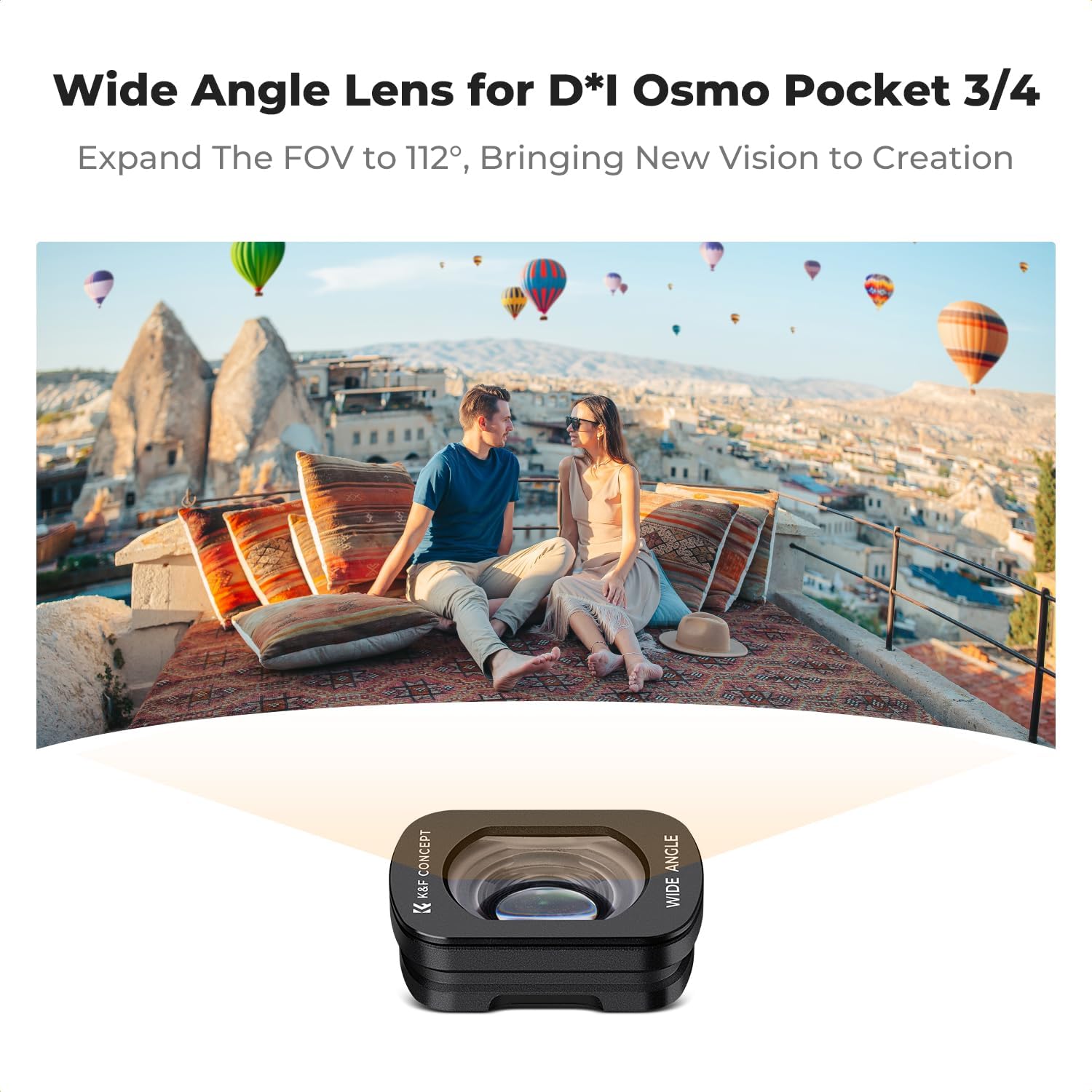 Detalle 2 de K&F CONCEPT FSD01 Filters Kit for DJI Osmo Pocket 3/4 – 4-Pack with Magnetic CPL, Wide Angle, ND2-32 and Black Diffusion 1/4