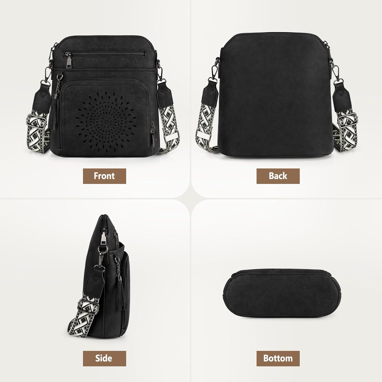 Thumbnail 5 de RAINSMORE Umhängetasche Damen Mittelgroß – Crossbody mit integrierter Geldbörse und verstellbarem Gurt