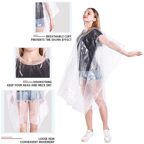 Detalle de TUNCHMO Disposable Rain Ponchos for Adults 6 Pack Extra Thick