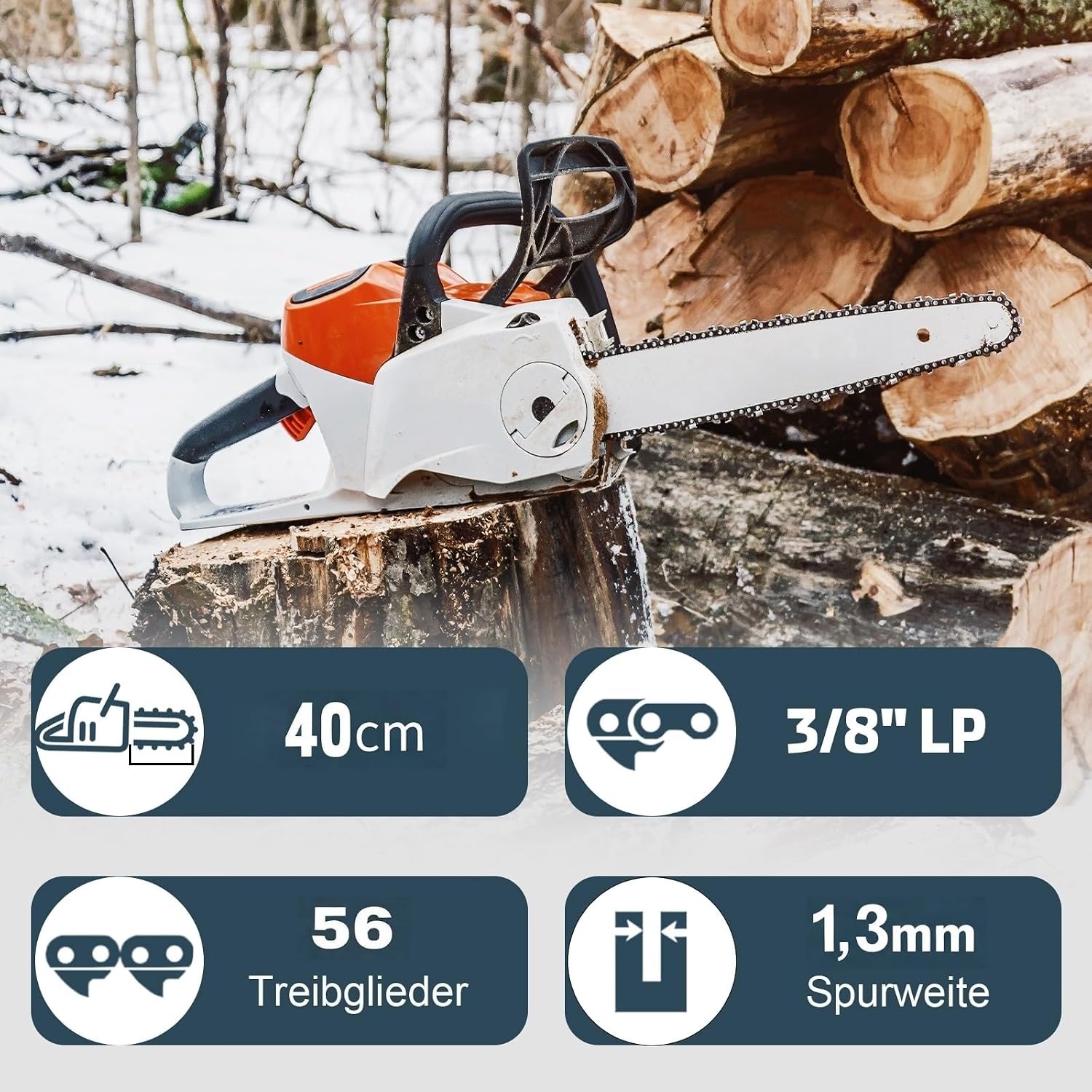 Thumbnail 2 de Zaagkettingen 40 cm, 3/8" LP, 56 schakels en 1,3 mm – set van 3