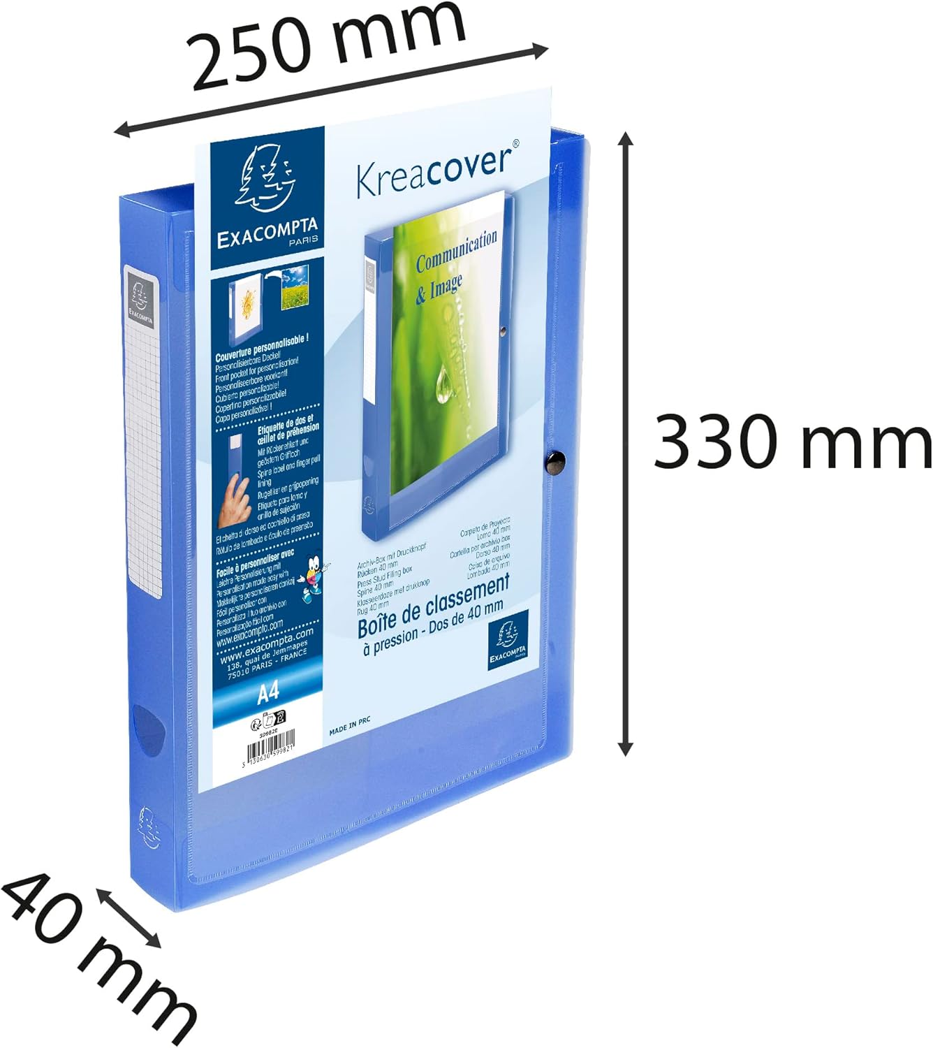Thumbnail 5 de Exacompta 59982E – 5 boîtes de classement Kreacover, A4, 25x33 cm, bleu, dos 4 cm
