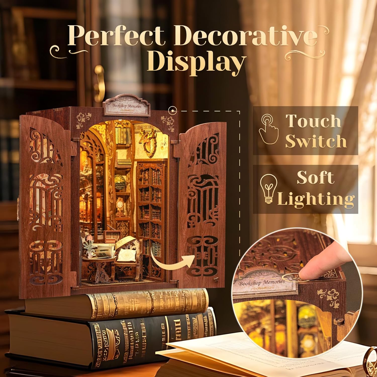 Thumbnail 3 de CUTEBEE DIY Book Nook Kit: Miniature Bookshop Memories with Sensor LED Light