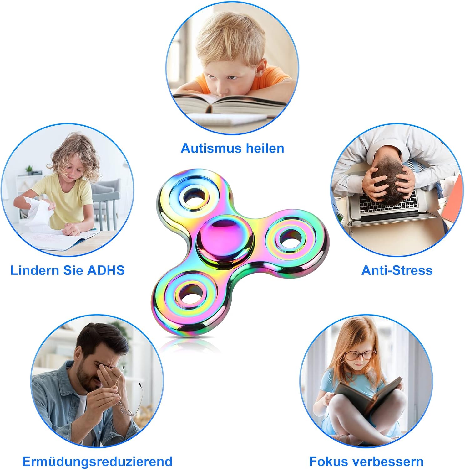 Thumbnail 3 de Coolden Fidget Spinner Metall Tri-Spinner 2–5 Min