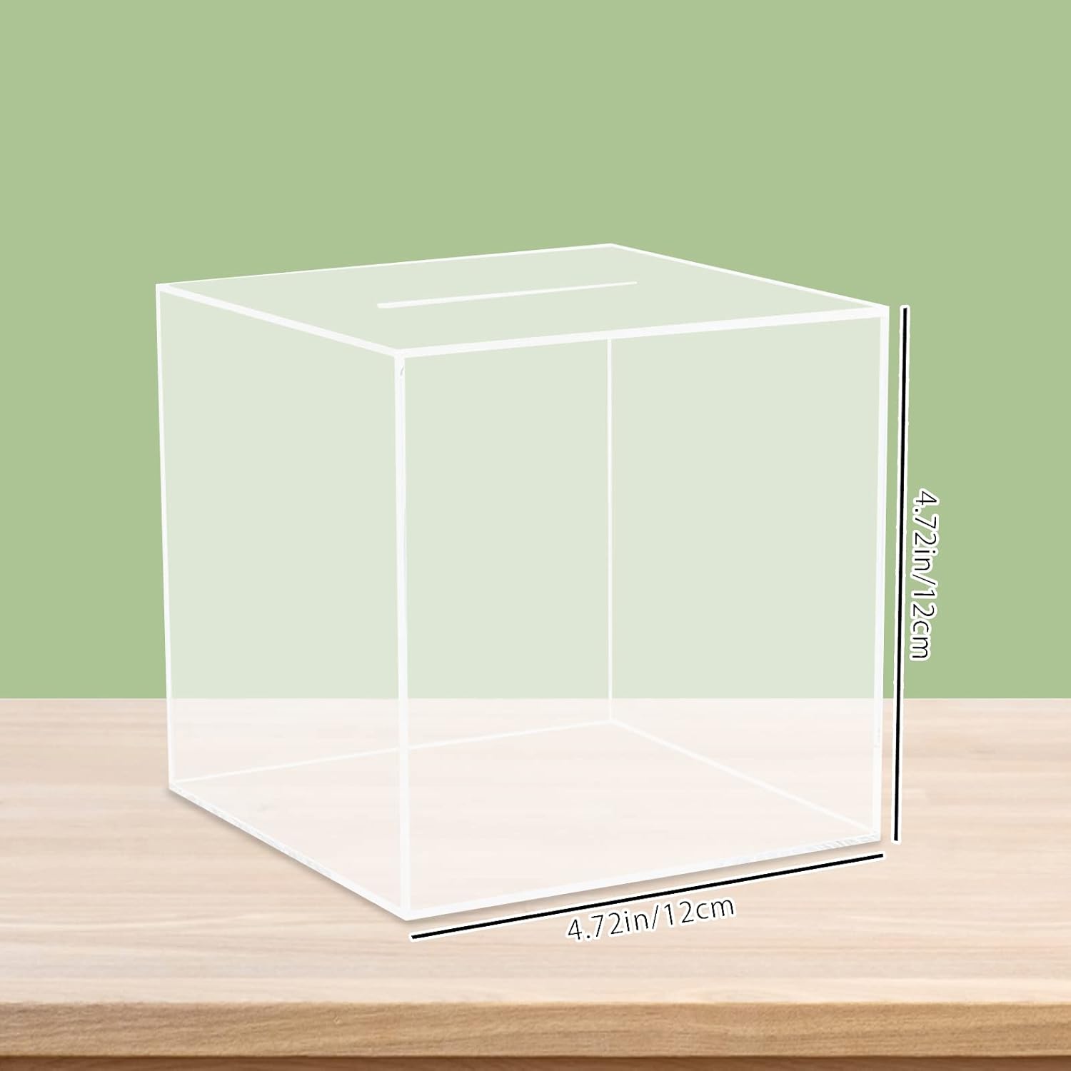 Thumbnail 1 de Clear acrylic money box for adults and kids – unopenable square piggy bank (12x12x12cm)