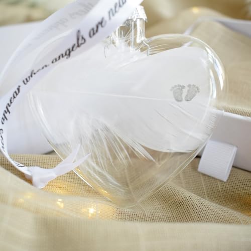 Thumbnail 3 de Baby Feet Feather Memorial Bauble Heart by CharmedMemories