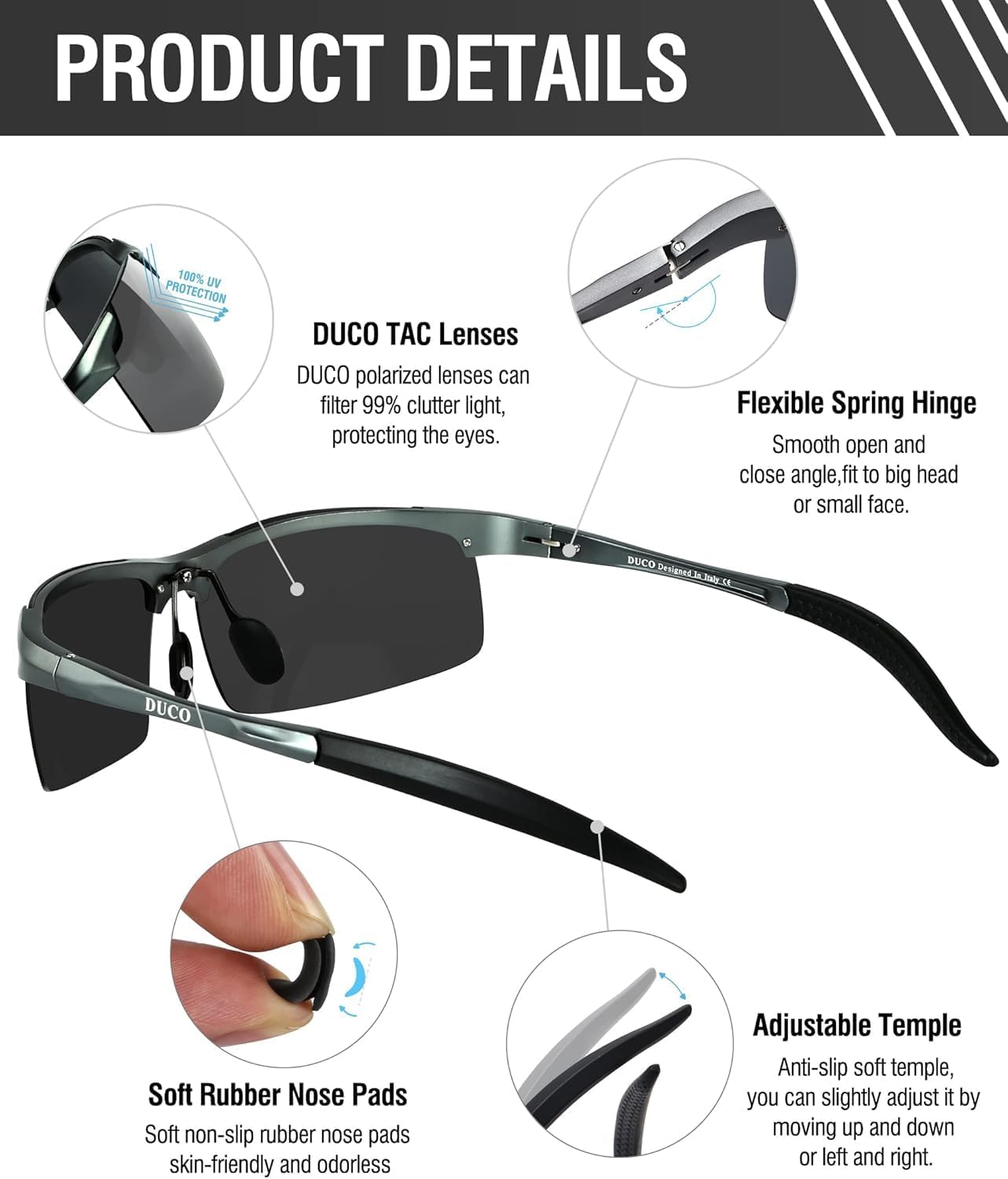 Detalle de DUCO 8177S Polarized sports sunglasses 25g