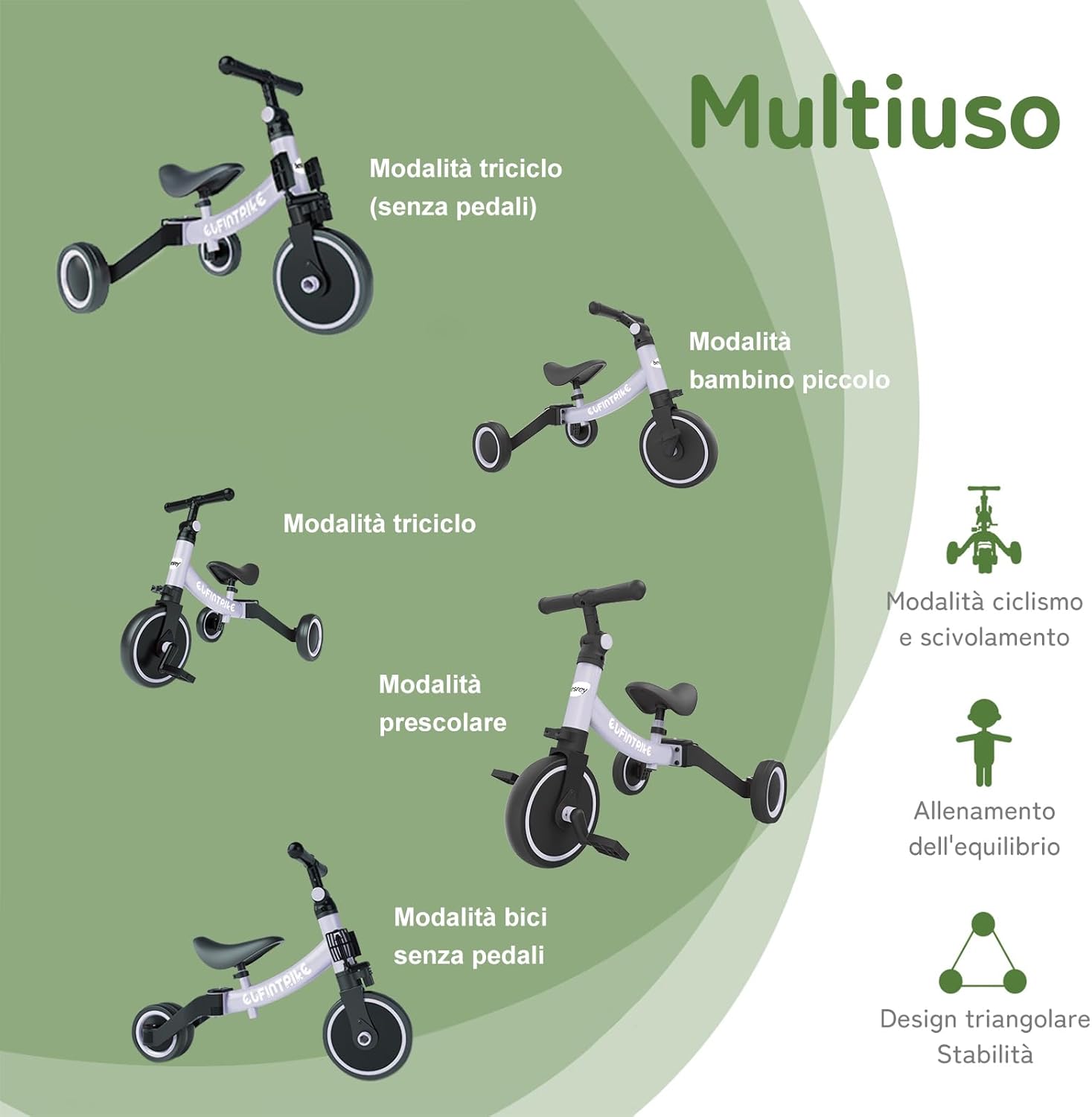 Detalle 2 de besrey Triciclo 5 in 1 per bambini