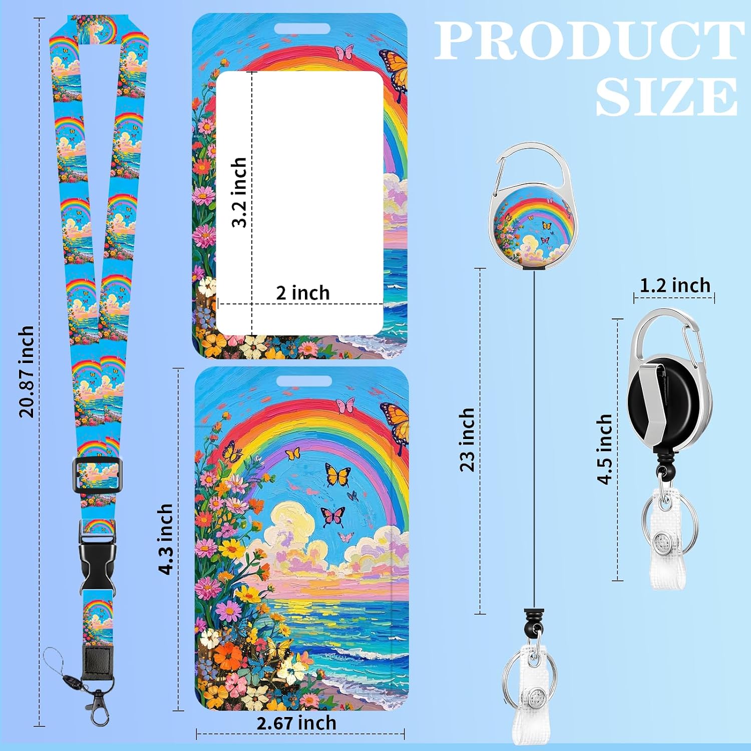Thumbnail 5 de ID Badge Holder with Breakaway Lanyard, Sky Butterfly