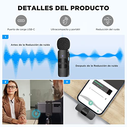 Thumbnail 7 de BOYA BY-V20, micrófono inalámbrico dual USB-C omnidireccional con reducción de ruido