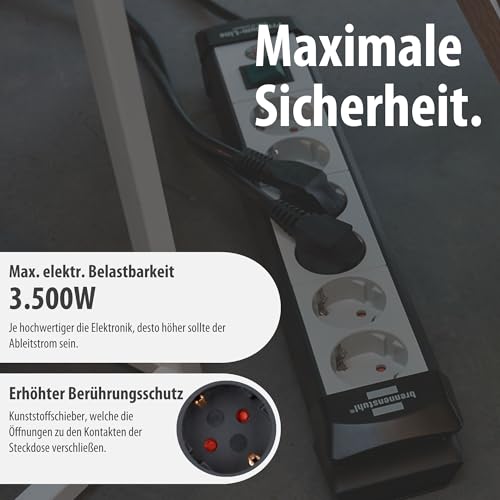 Detalle 2 de Brennenstuhl Premium-Line Steckdosenleiste 6-Fach, 5 m Kabellänge