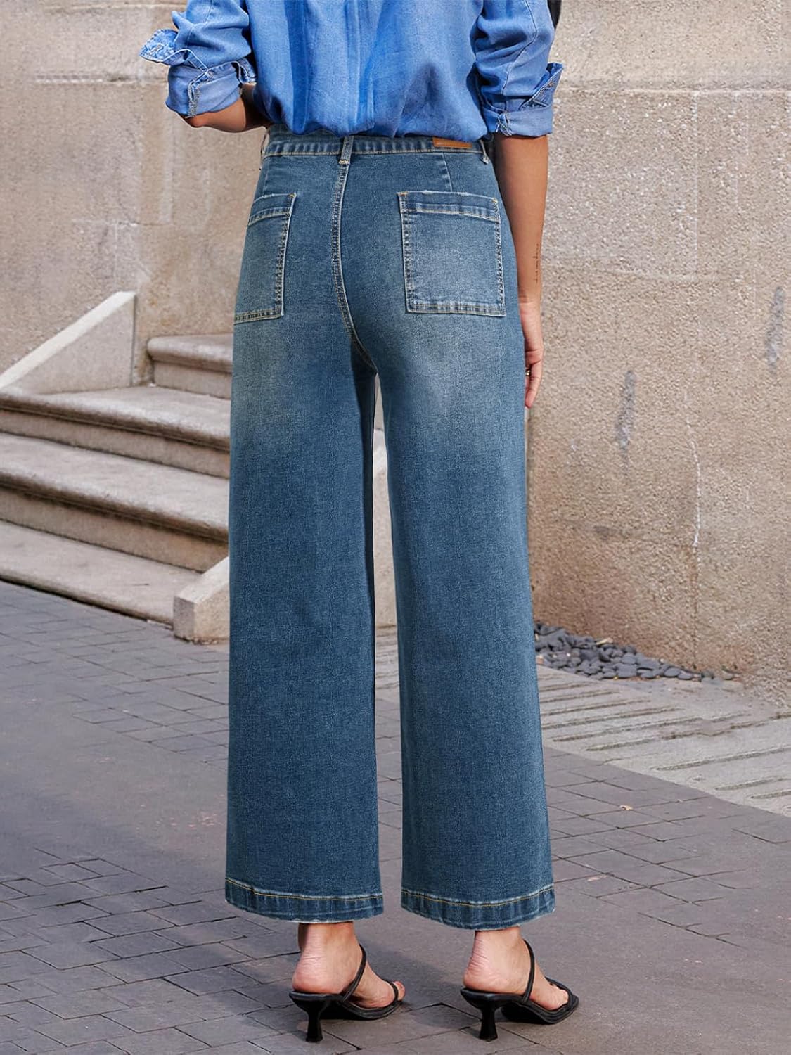 Detalle de Sidefeel Wide-Leg Jeans, Up to 28-Inch Inseam