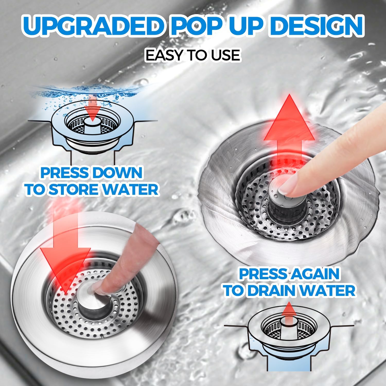 Detalle 2 de ZAA CA-Kitchen Drain Strainer-steel 3-in-1 Sink Stopper and Strainer