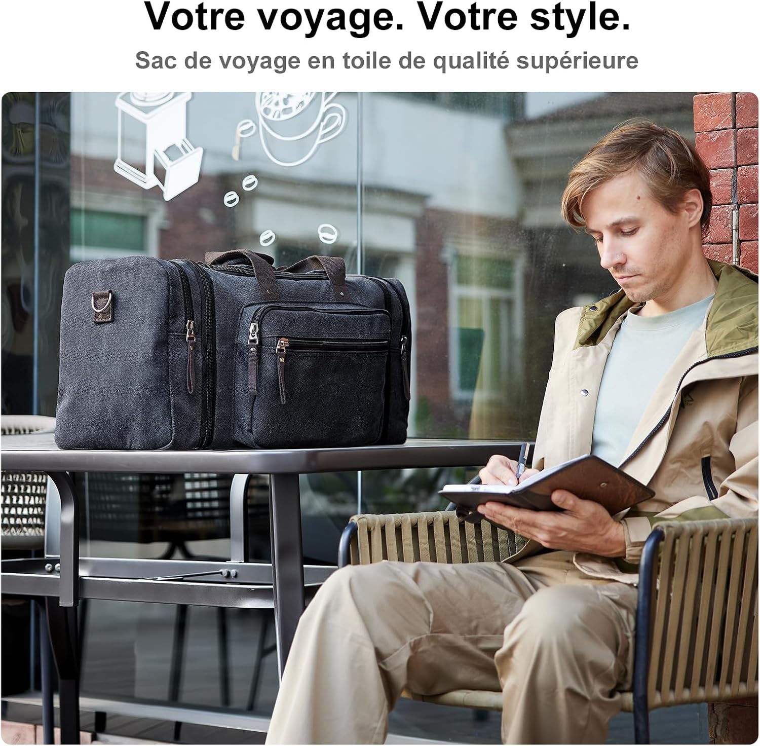 Detalle de EKOROMIER Grand sac de voyage en toile extensible 70L pour homme – weekend bagage grande capacité