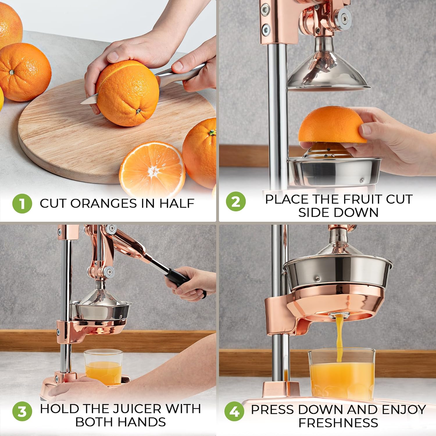 Thumbnail 3 de Zulay Kitchen Cast Iron Citrus Juicer, Manual Rose Gold Lever Press