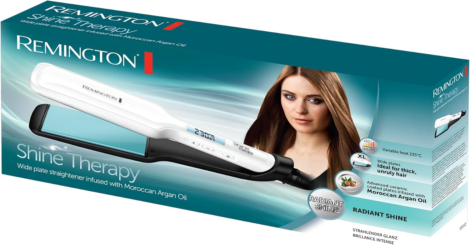 Thumbnail 6 de Remington Glätteisen breit Shine Therapy mit Arganöl und Vitamin E – 110 x 50 mm Keramikplatten, LCD-Display