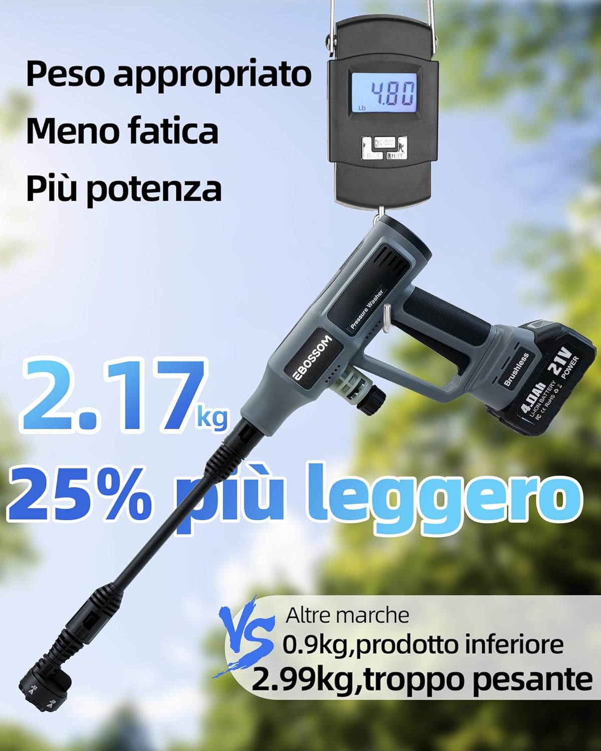 Thumbnail 6 de Idropulitrice a batteria 65 Bar portatile con pistola e ugelli