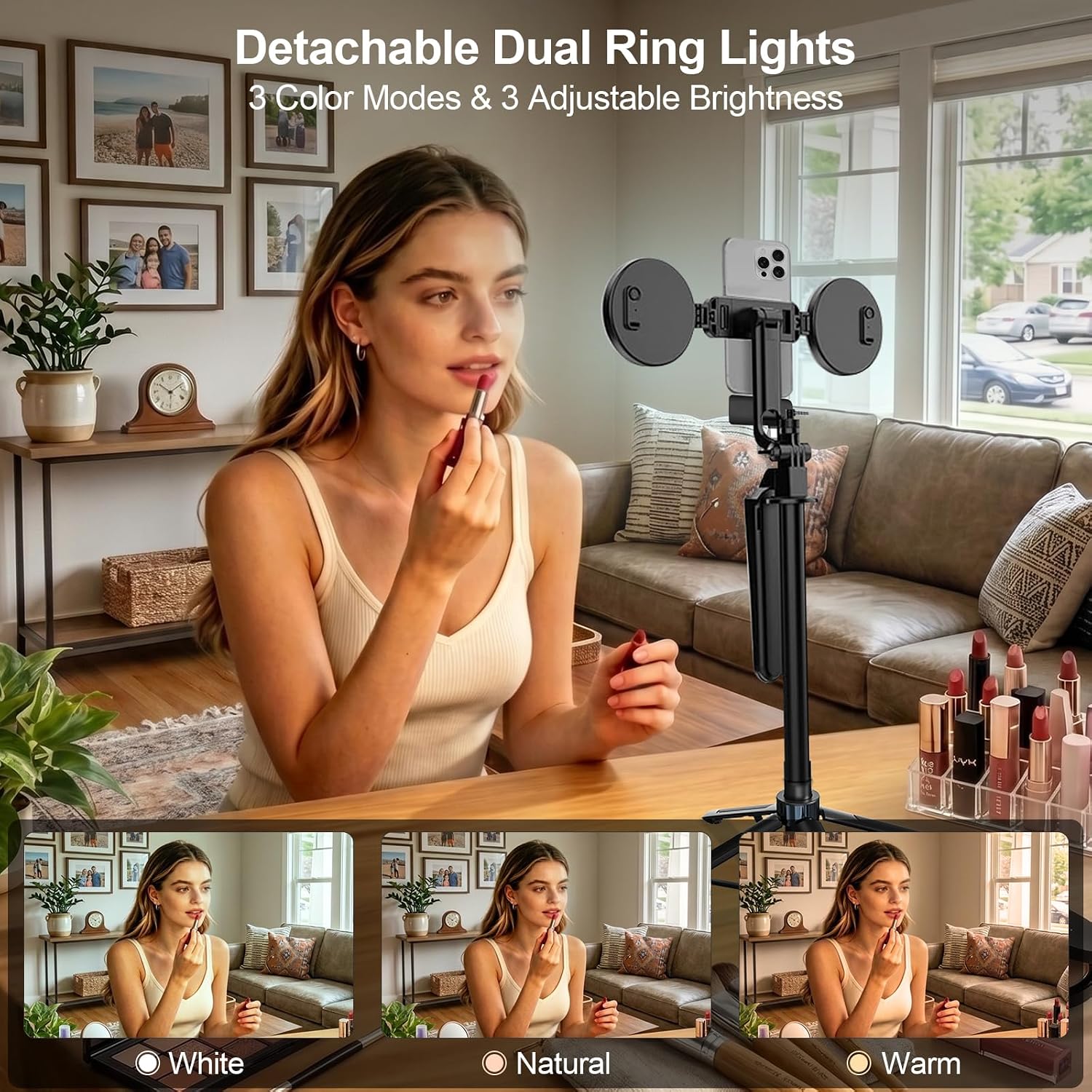 Thumbnail 2 de Ocwqp H29k-LM40-MKFD Vlogging Kit with 71-Inch Tripod, Lights & Wireless Mic