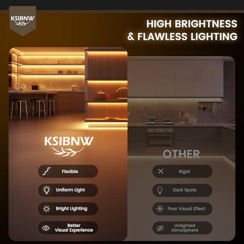 Detalle de KSIBNW Striscia LED COB 12V 10M (5m x 2) – 320 LED/m, Bianco Naturale 4000K, 8mm, Adesiva, Flessibile