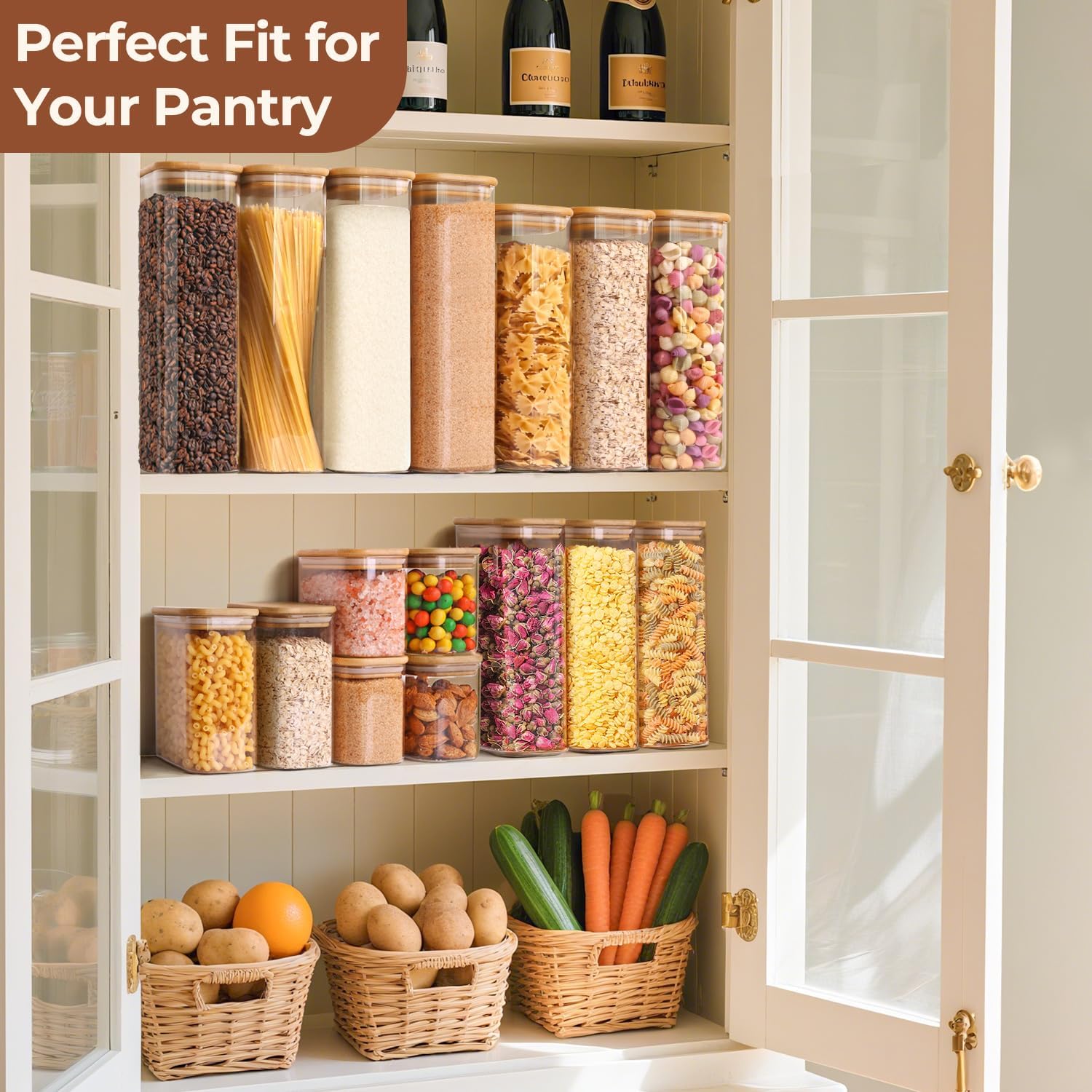 Detalle de ComSaf 2.2 Qt Rectangle Glass Storage Containers with Lids: A Practical Pantry Duo