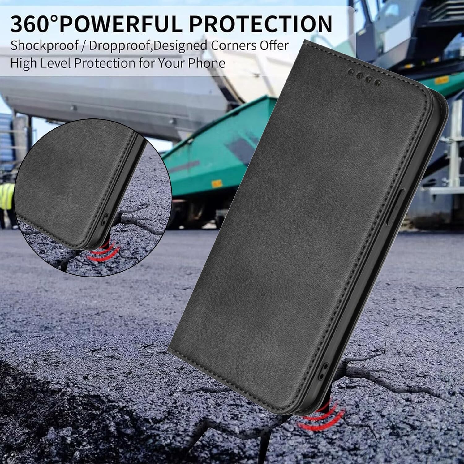 Thumbnail 6 de OUEAYIEN Leather Flip Wallet Case with Screen Protector for Motorola Moto G55 5G