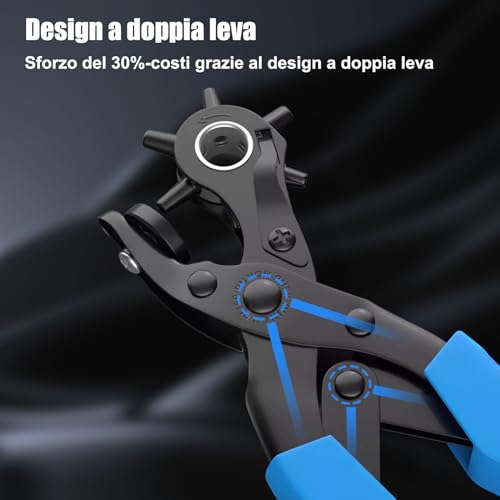 Detalle de Diyife Buca Cinture 6 Misure: Design a Doppia Leva Senza Sforzo per forare pelle, tessuti e altro