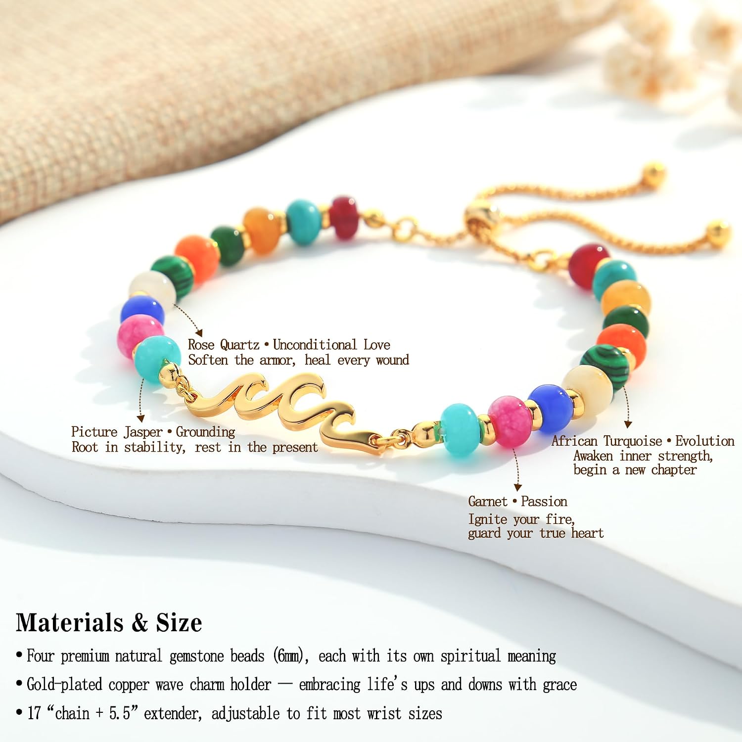 Detalle de DIFTIDDY Wave Bracelet, Gold-Plated Copper