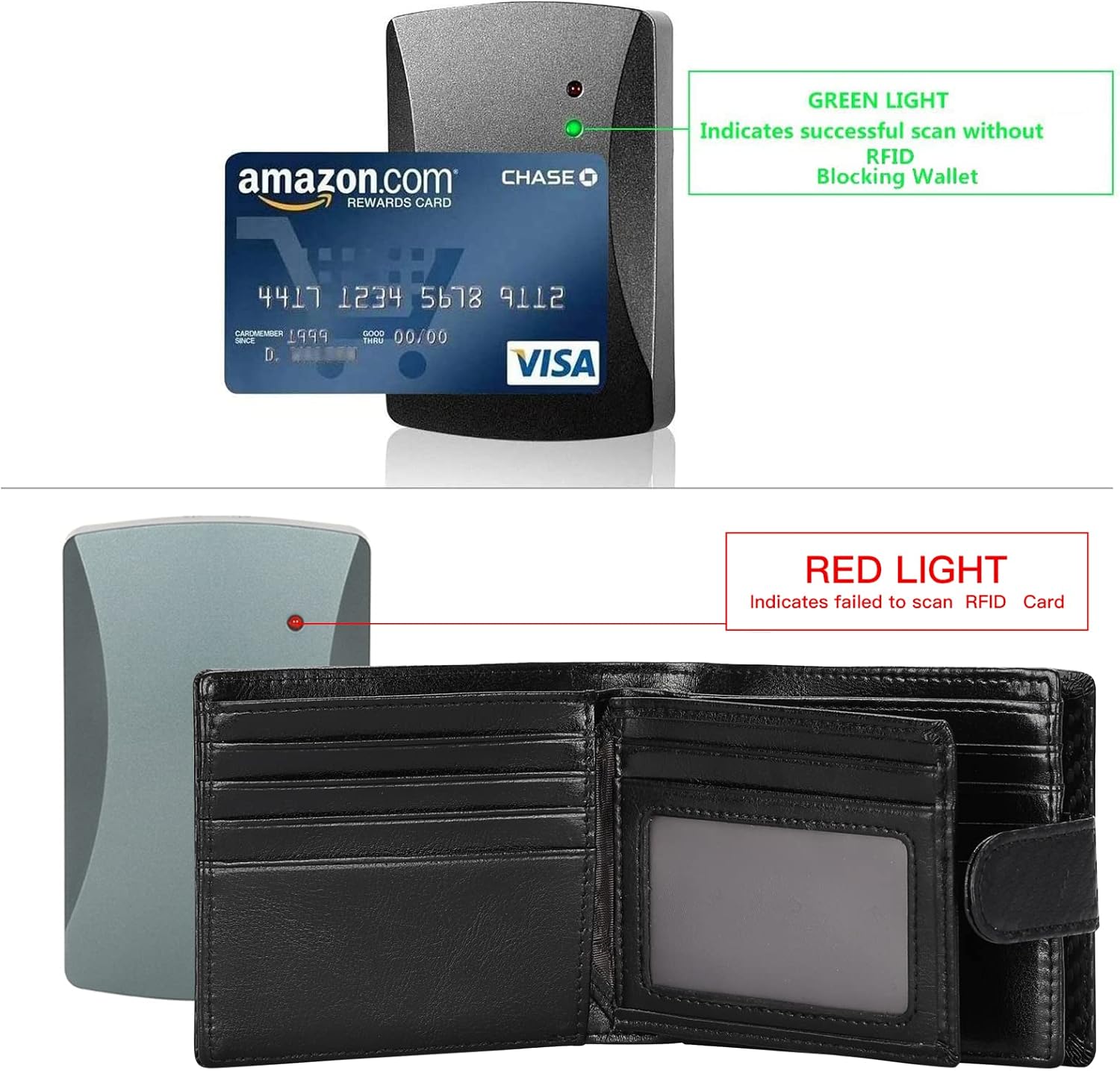Detalle de GAEKEAO RFID blocking leather bifold wallet with zip coin pocket and ID window (15 card slots)