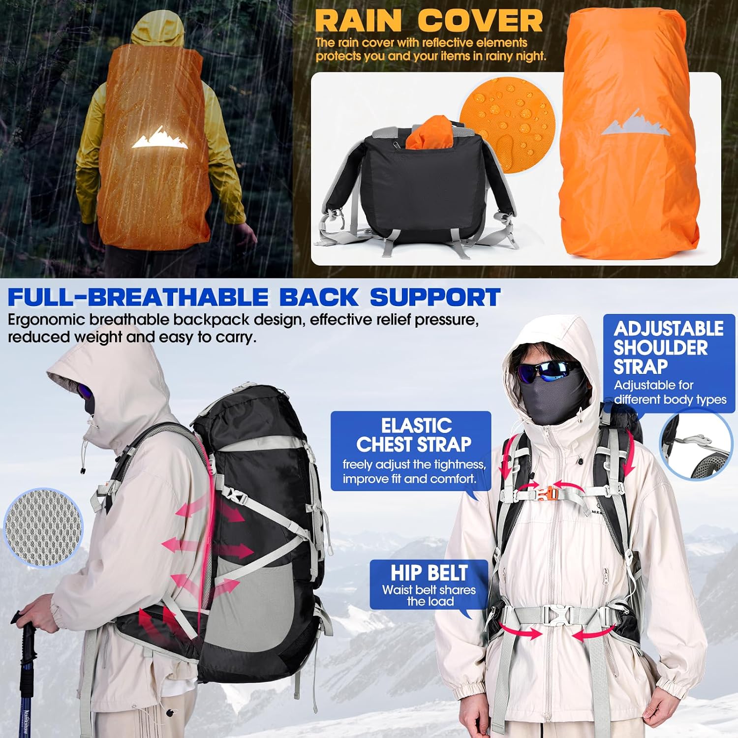Detalle 2 de IGOLUMON Wanderrucksack 60L Trekkingrucksack