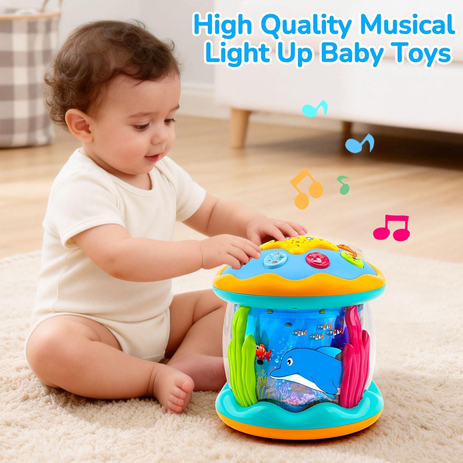 Thumbnail 5 de Baby Toys 6-12 Months Ocean Projector: Rotating Lights, Music & Crawling Fun