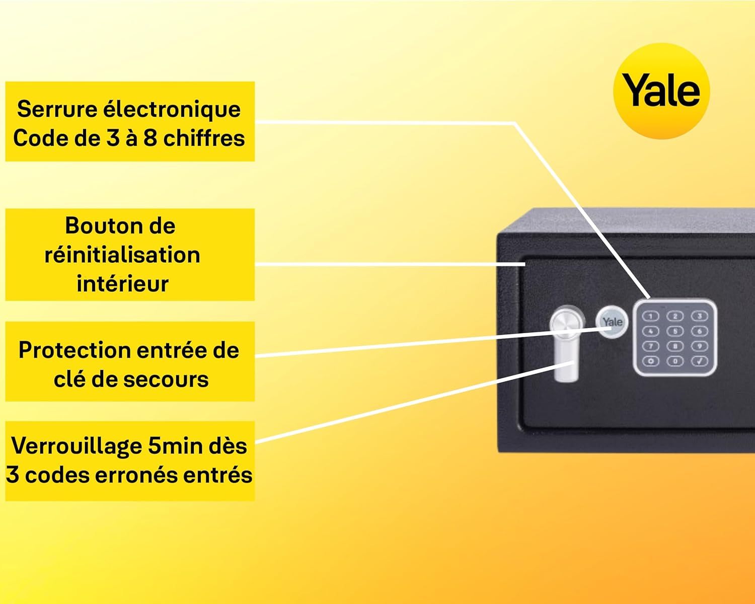 Thumbnail 4 de Yale Coffre-fort Électronique 24L YLV/200/DB2 – Serrure code 3–8 chiffres