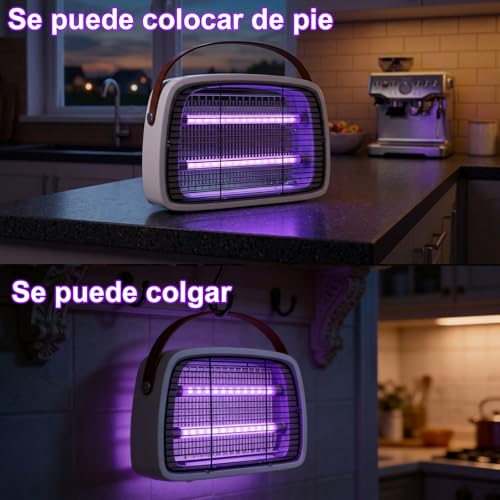 Detalle de WUEAOA Lampara Antimosquitos 2x6W UVA-Leds: Mata Mosquitos Eléctrico 3800V