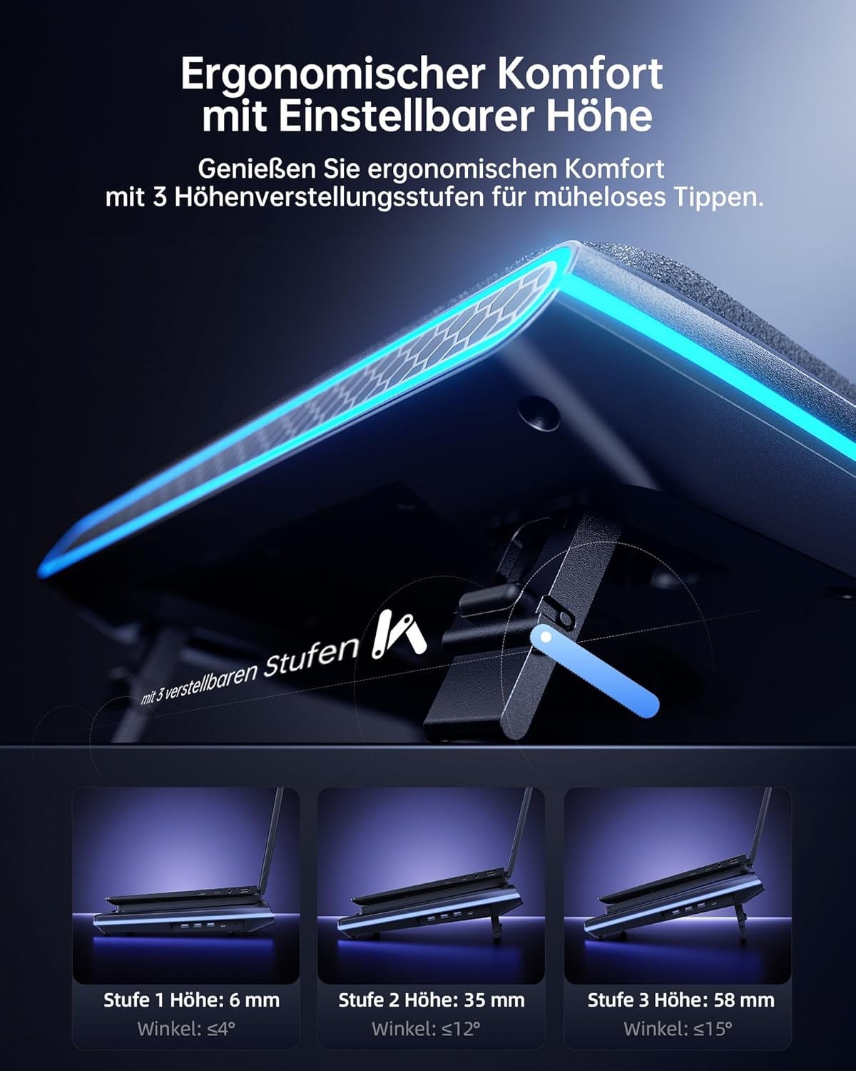 Thumbnail 4 de llano V12 Ultra Laptop Cooler: Kühlpad mit Turbo-Lüfter, RGB und intelligenter Temperatursteuerung