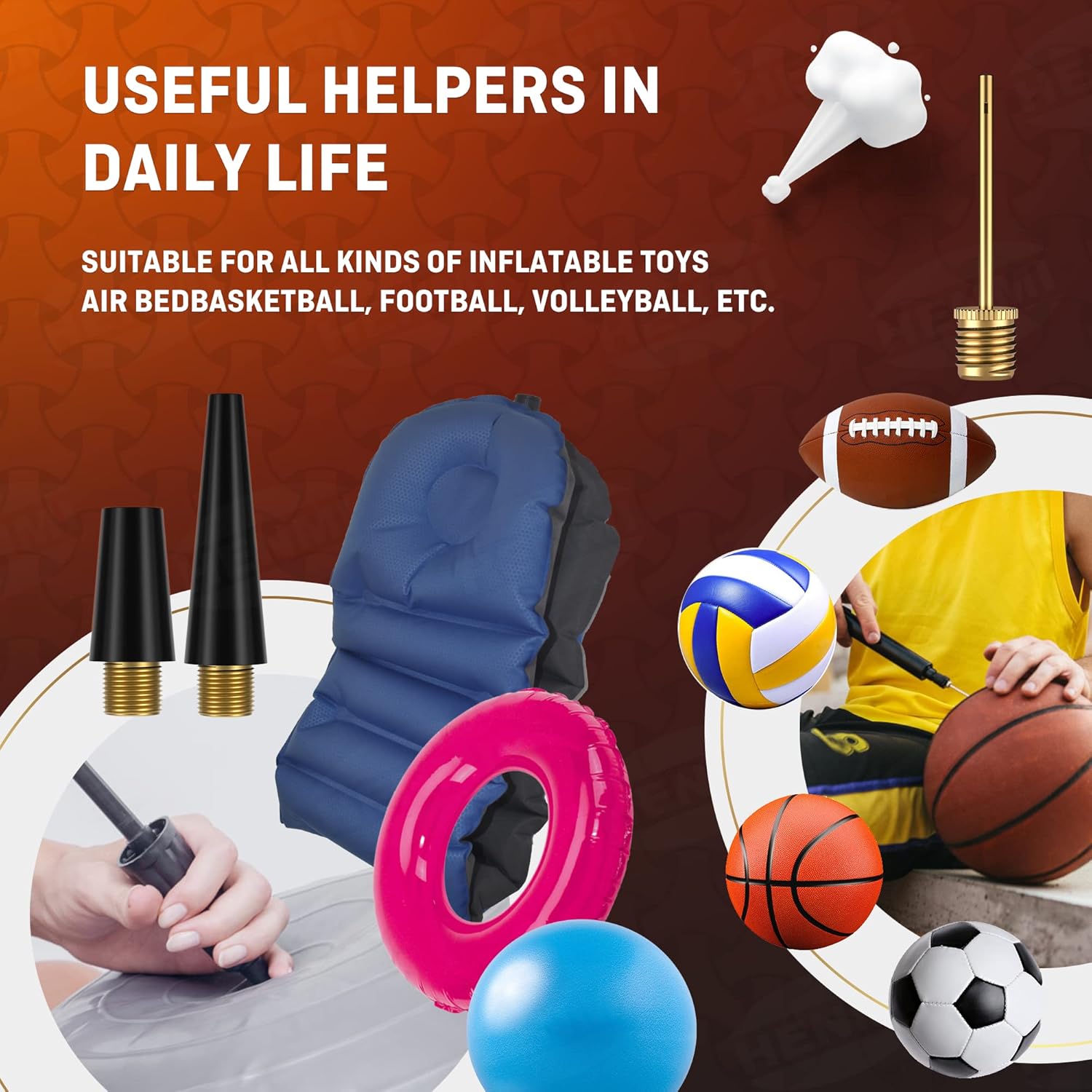 Thumbnail 2 de HENMI Fahrradventil Adapter Set – Adapter für Autoventil, französisches Ventil, Dunlop sowie Ballnadel & Luftpumpen-Adapter